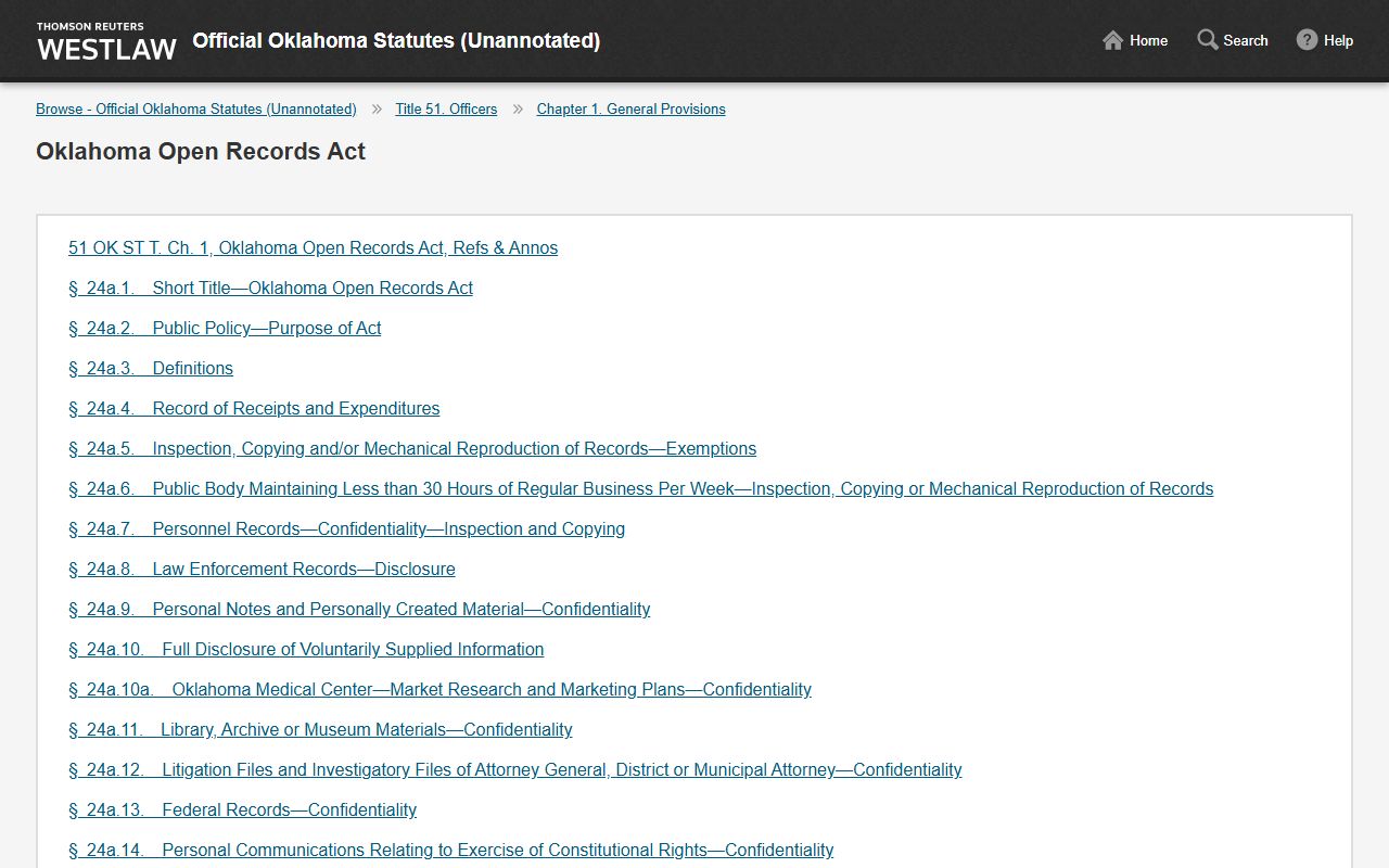Payne County court records sealed under the Official Oklahoma Statutes portal