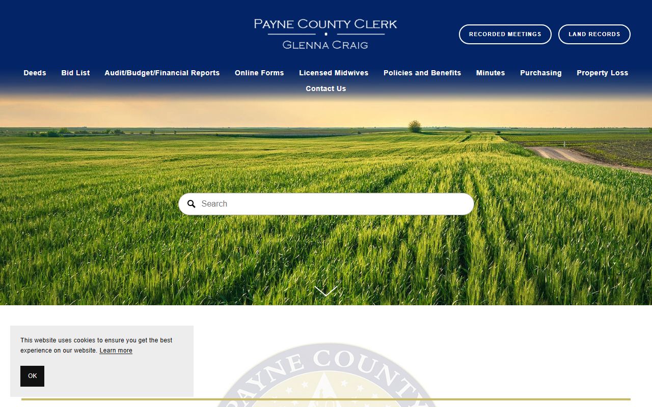 Payne County Clerk land records search page
