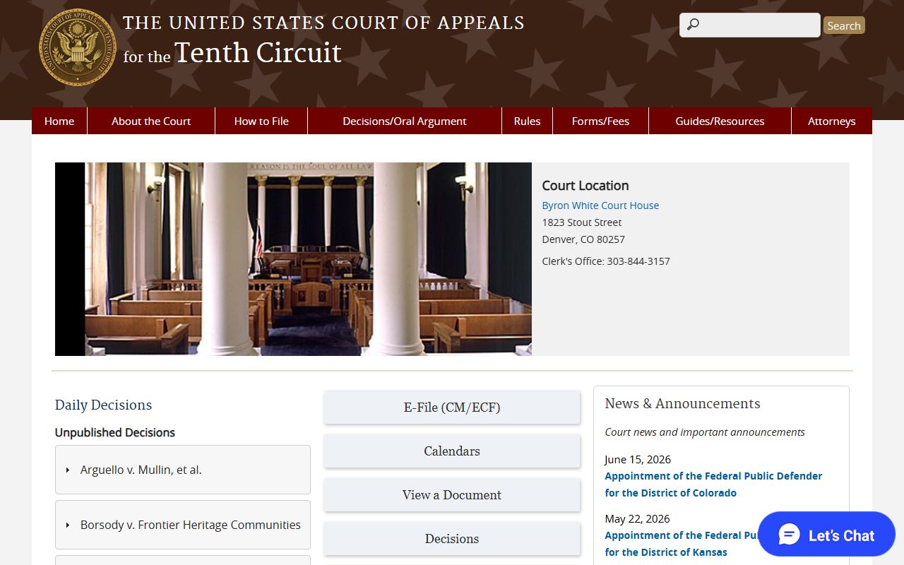 U.S. Tenth Circuit Court of Appeals federal court records covering Payne County