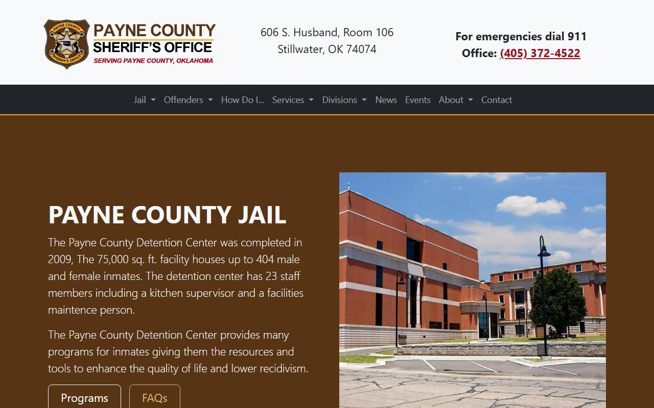 Payne County jail Detention Center information