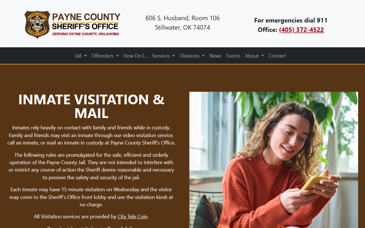 Payne County jail visitation and mail policy