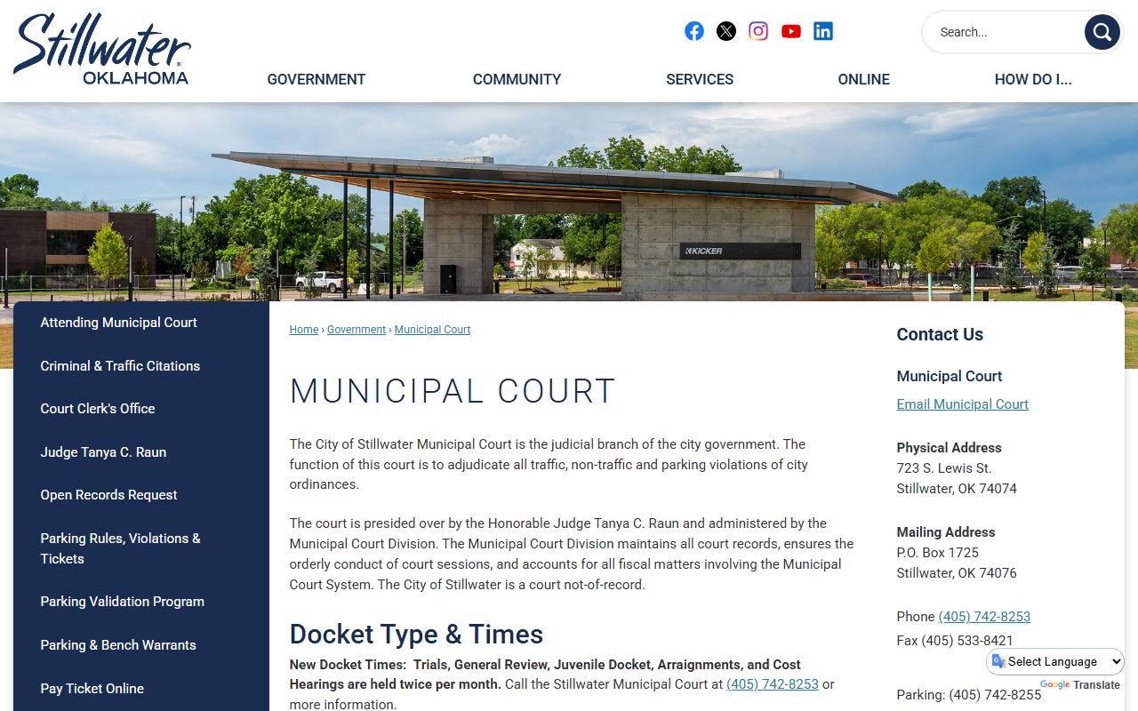 Payne County traffic cases at the Stillwater Municipal Court